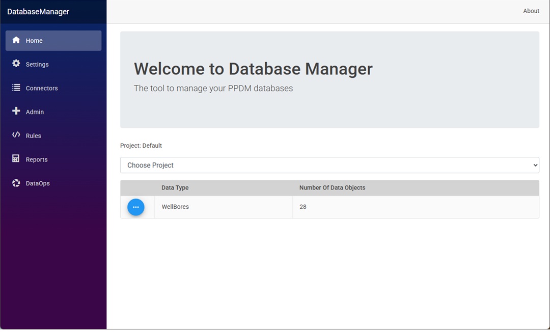 Database Manager Main Screen