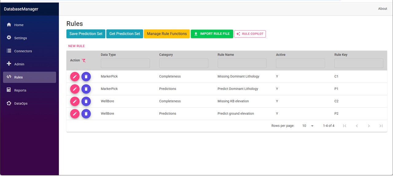 Database Manager Rules Editor
